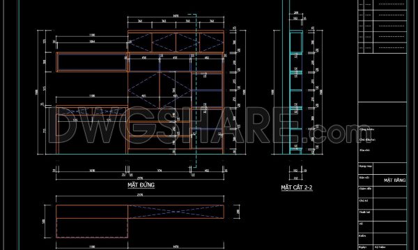 112. Free Download Bedroom Study Desk and Bookshelf Detail CAD Drawing