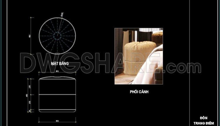 115. Free Download Bedroom Stool Detail CAD Drawing (1)
