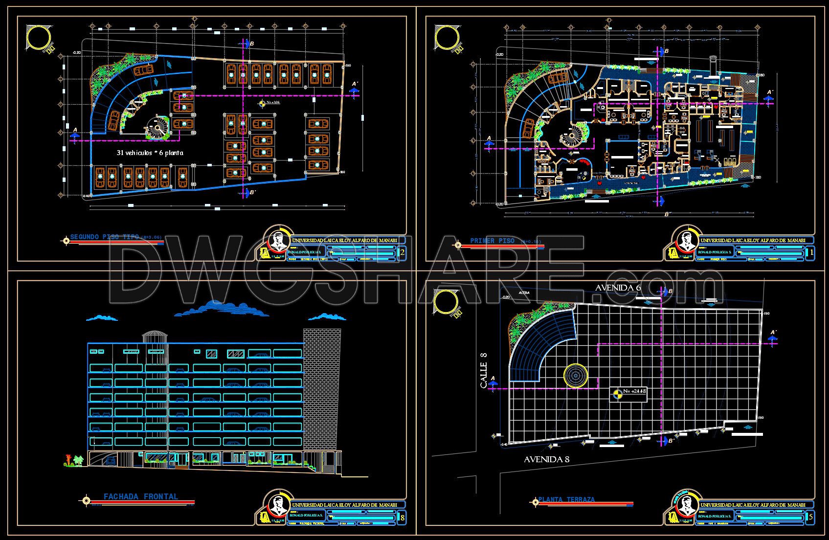 15. Free download multi-story parking building architectural drawing DWG (1)