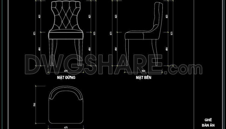 151. Free Download CAD Design of Dining Chair with Full Dimensions (1)