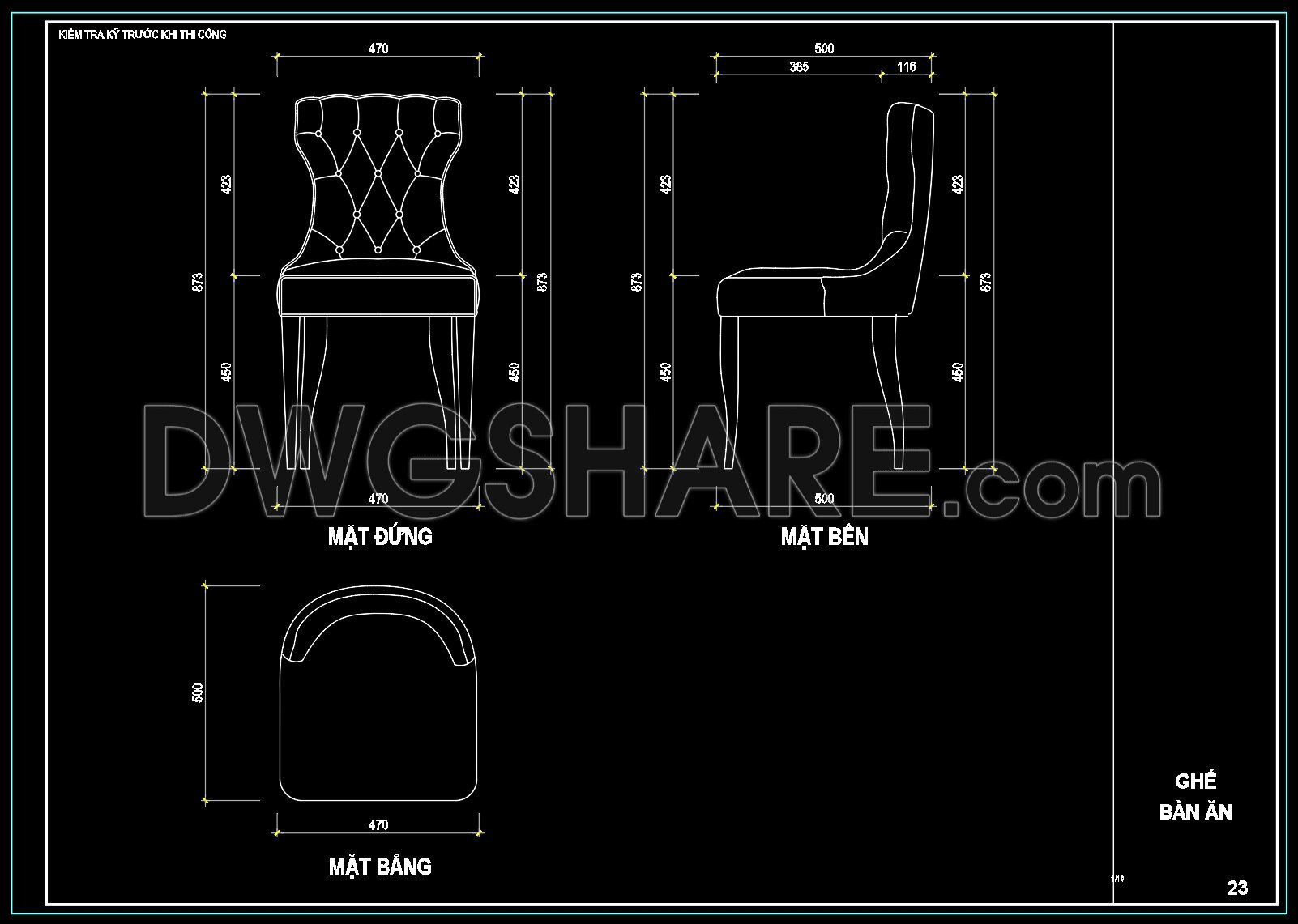151. Free Download CAD Design of Dining Chair with Full Dimensions (1)