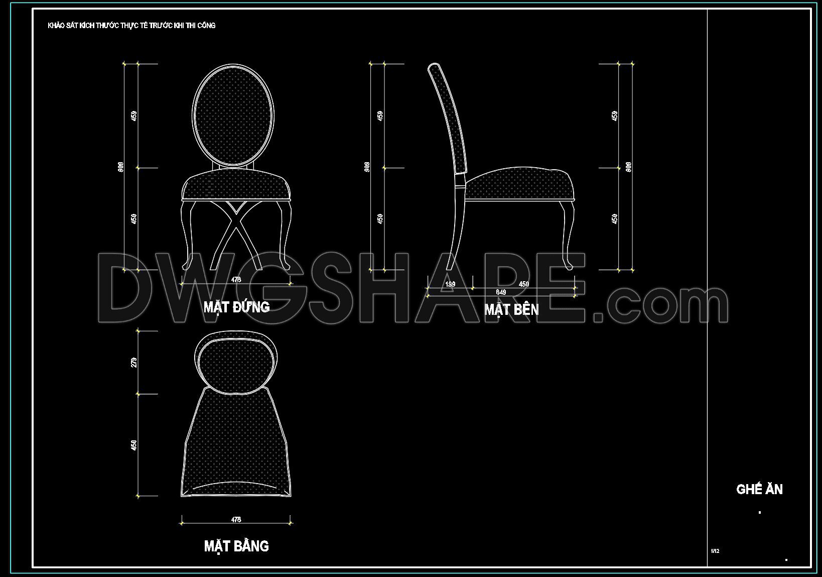 162. Detailed Dining Chair CAD Drawing – Free Download with Dimensions (1)