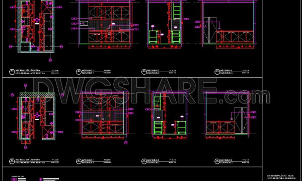 10 months ago
                

                
             440175. Free Download CAD Kitchen Design Drawings – Apartment Floor Plan and Elevations