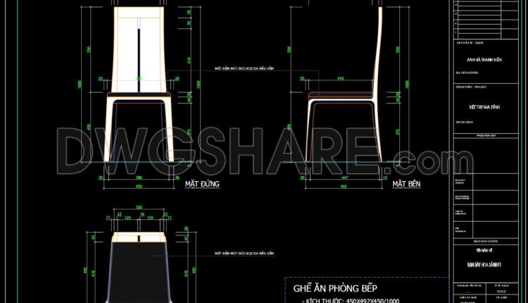 183. Detailed Dining Chair CAD Drawing – Free Download with Dimensions (1)