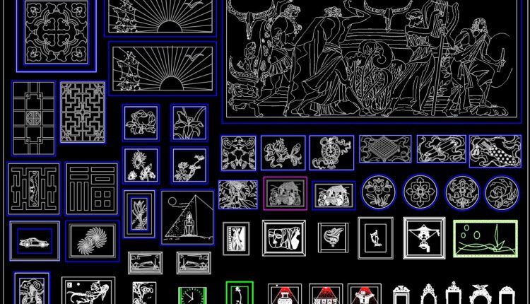 19. Free CAD Painting Design Drawings – Complete Artwork Layouts for Interior Projects (1)