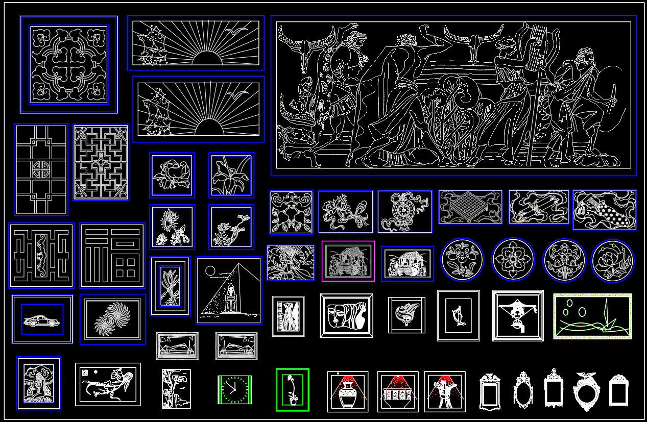 19. Free CAD Painting Design Drawings – Complete Artwork Layouts for Interior Projects (1)