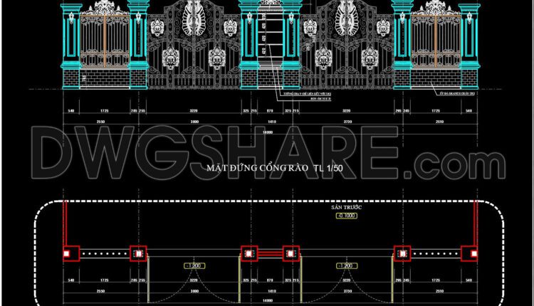 212. Download Classic European Gate & Fence Design Cad Drawings (dwg File) (1)