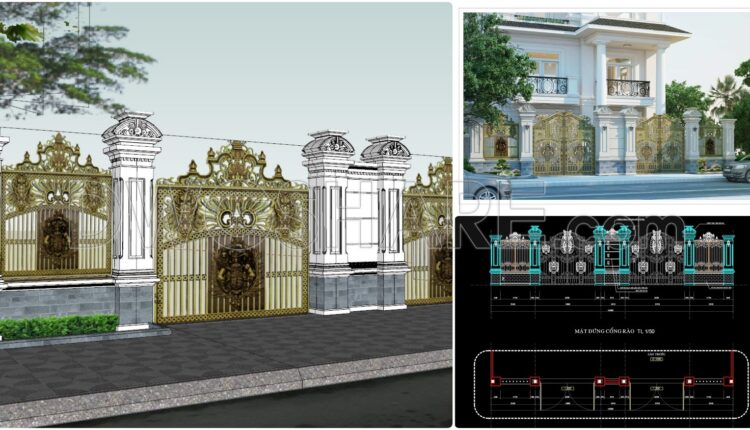 212. Free Download – Classic European Gate & Fence Design Sketchup Model