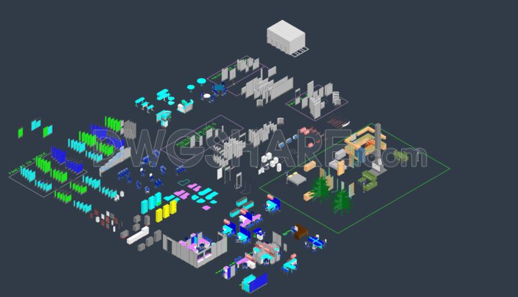 25. Free Download 2D & 3D CAD Block Library of Office Furniture (2)