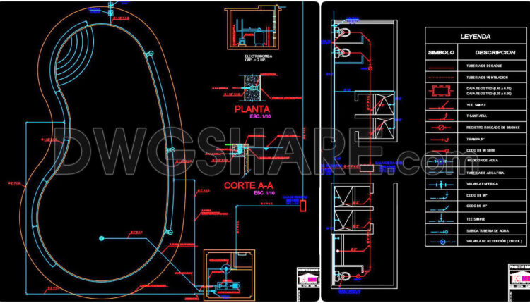25. Free Download – CAD Detailed Swimming Pool Drawing with Full Floor Plan, Sections, Foundation and Technical Room Layout (1)