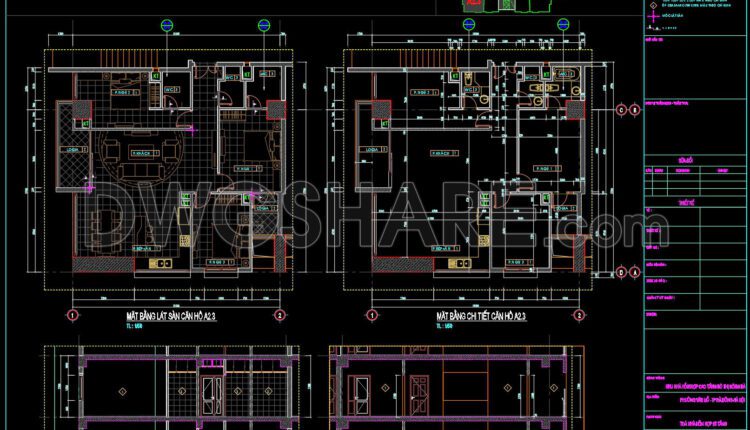 279. Download Free CAD Apartment Floor Plan A2.3 – Detailed Layout & Section Drawings (Full DWG) (1)