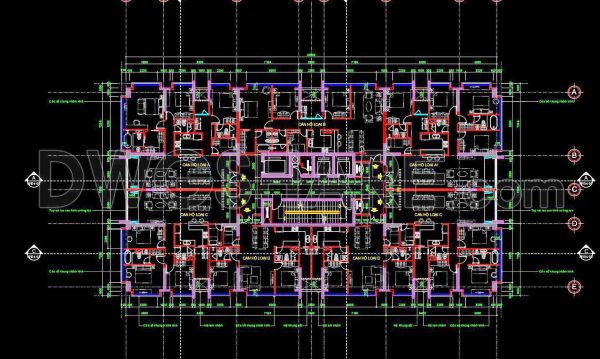 282. Free Download – Typical Apartment Floor Plan CAD Drawing for Residential Building (Floors 14 to 23)