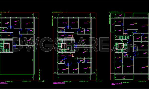 9 months ago
                

                
             812293. Free Download 3-Story House Floor Plan CAD Drawing – 13m x 21m Layout