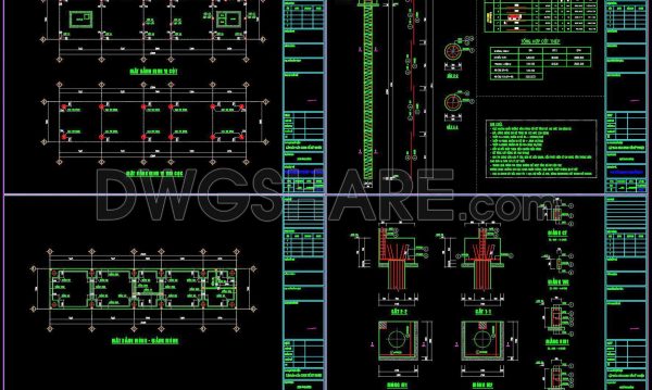 341. Free Download of Structural CAD Drawings for 5m x 23m Reinforced Concrete Townhouse
