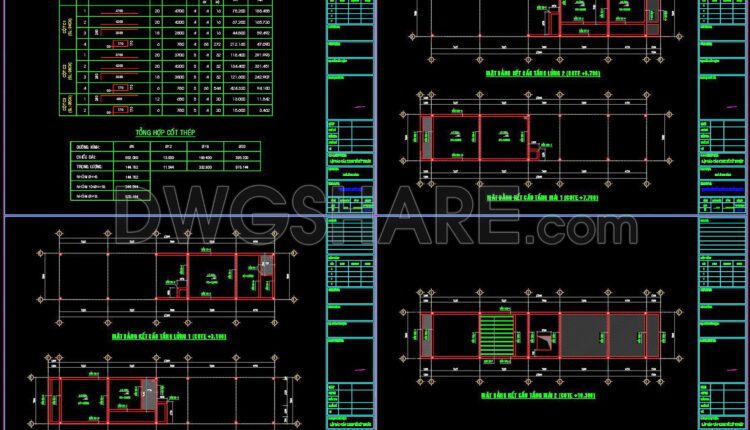 341. Free Download of Structural CAD Drawings for 5m x 23m Reinforced Concrete Townhouse (4)