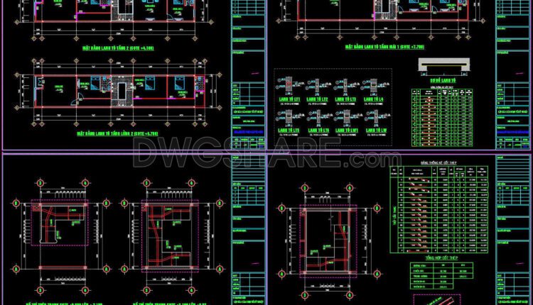 341. Free Download of Structural CAD Drawings for 5m x 23m Reinforced Concrete Townhouse (1)