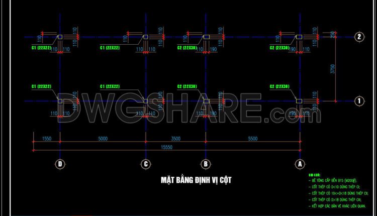 342. Free Download of Structural CAD Drawings for 3.7m x 15.5m Reinforced Concrete Townhouse (3)