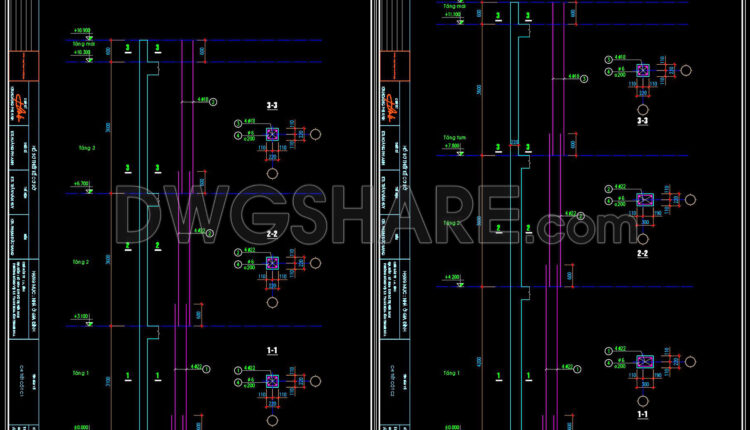 342. Free Download of Structural CAD Drawings for 3.7m x 15.5m Reinforced Concrete Townhouse (2)