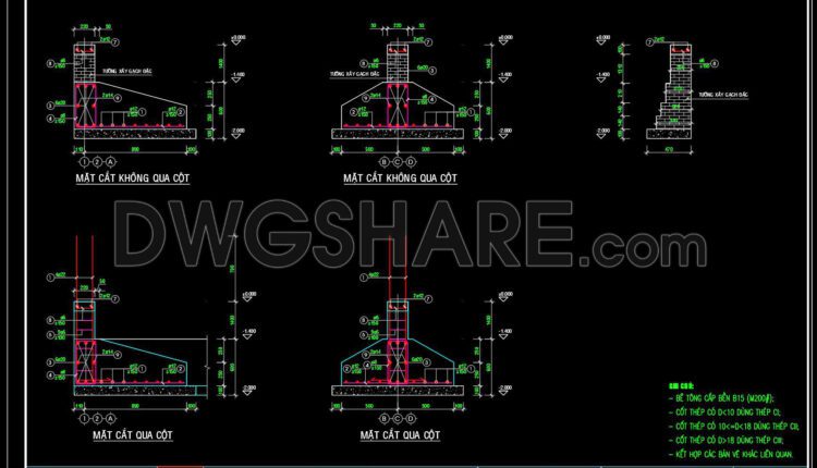 342. Free Download of Structural CAD Drawings for 3.7m x 15.5m Reinforced Concrete Townhouse (1)
