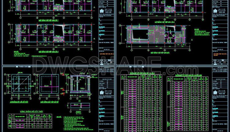 347. Free Download of Structural CAD Drawings for 5m x 20m Reinforced Concrete Townhouse (1)