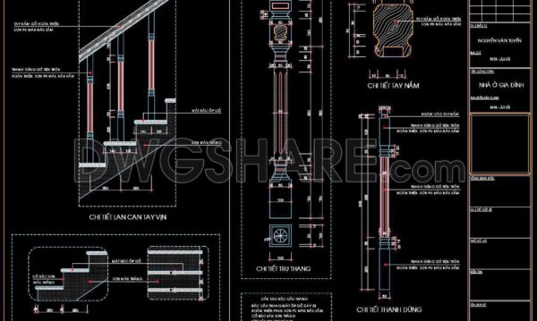 350. Free Download detailed CAD drawings of townhouse stairs