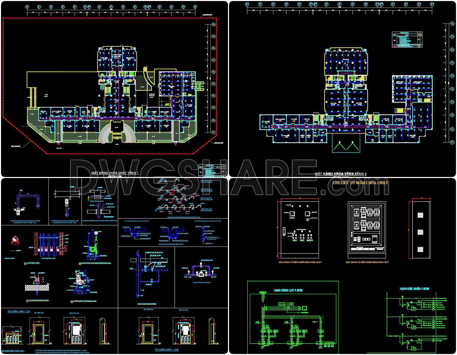354. Download Cad Fire Protection Design Drawings For A 3-story Office Building (6,785 M2) (4)