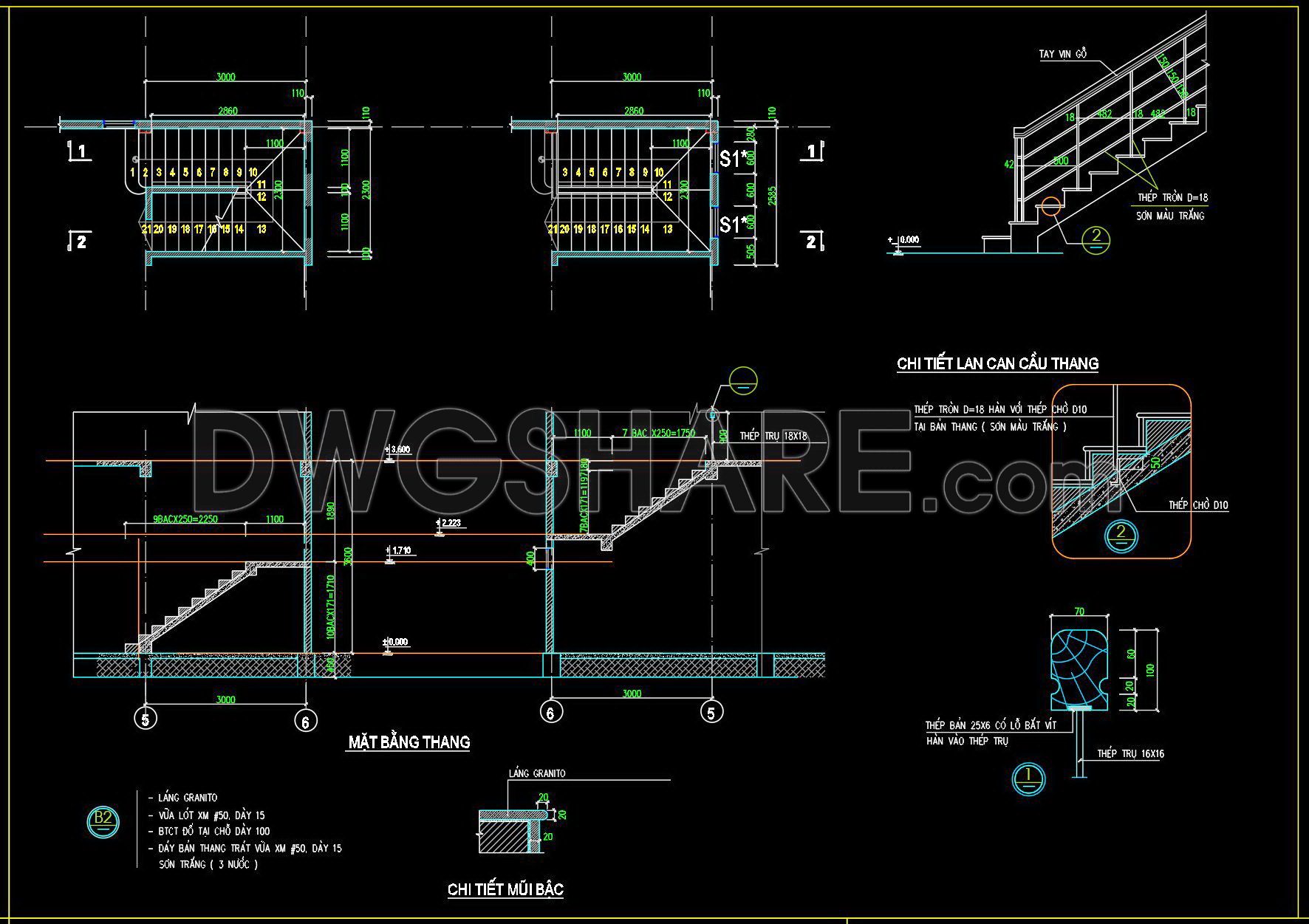 354. Free Download detailed CAD drawings of townhouse stairs (1)