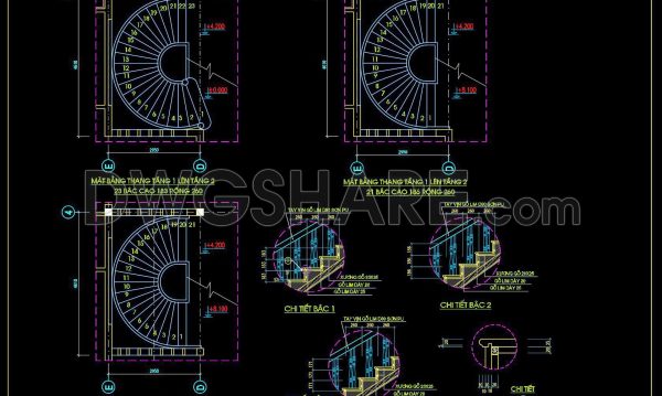 356. Download Detailed CAD Staircase Designs for Townhouses for Free