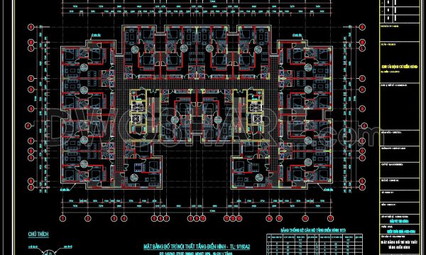 37. Free Download Typical floor interior layout of apartment building – area 1,632 m2