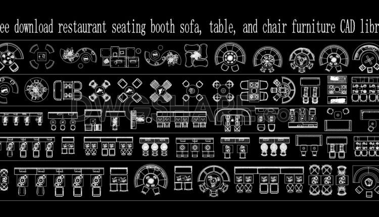 370. Free download restaurant seating booth sofa, table, and chair furniture CAD library (1)