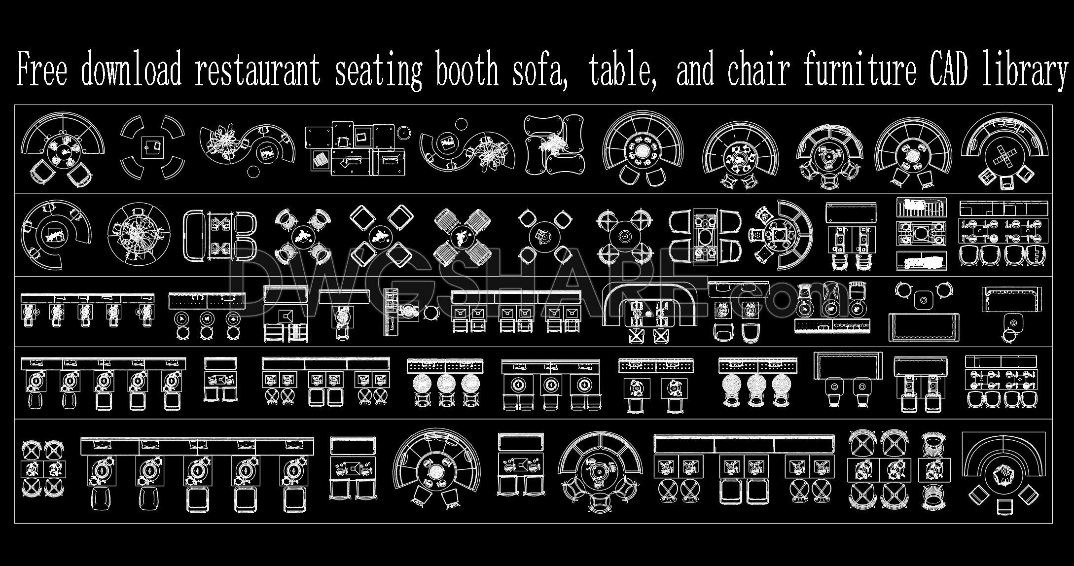 370. Free download restaurant seating booth sofa, table, and chair furniture CAD library (1)
