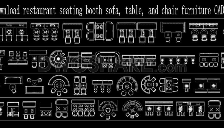 371. Free download restaurant seating booth sofa, table, and chair furniture CAD library (1)