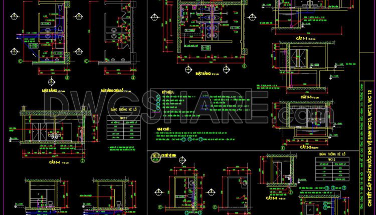 423. Public Restroom CAD Detail Drawings Free Download (1)