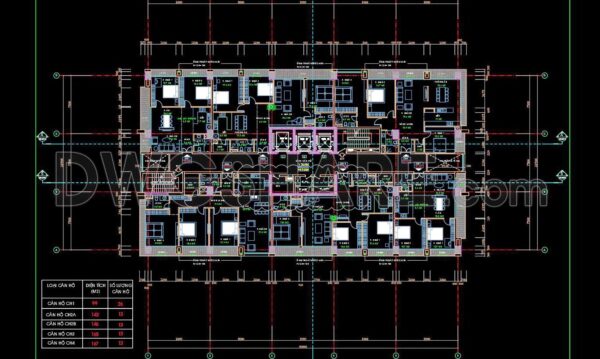 10 months ago 255543. Free Download CAD Drawing of Floor Plan (8th–20th Floors) – High-Rise Apartment Building