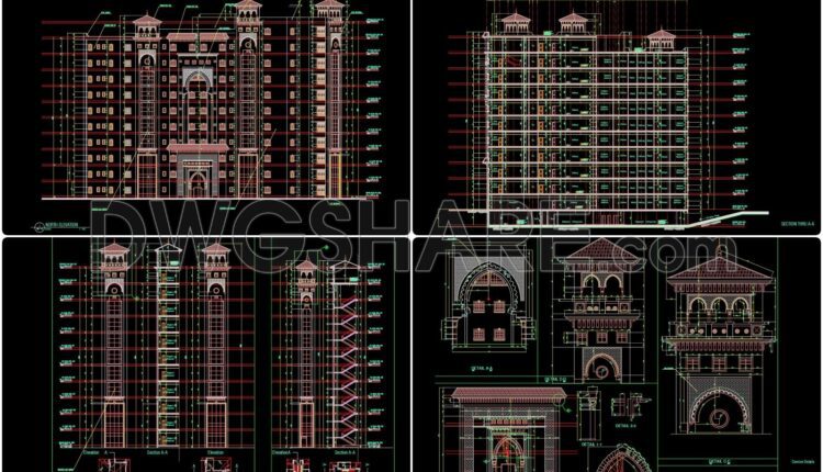44. Download 10-story Apartment Building Architectural Autocad Dwg Drawings (3)