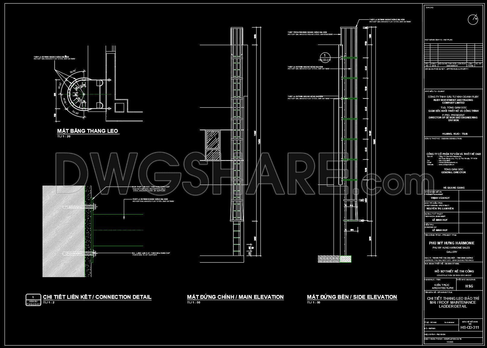 445. CAD Drawing of Roof Maintenance Ladder Details (1)