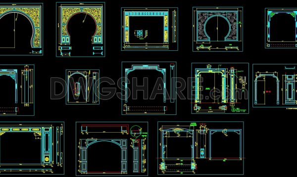 9 months ago
                

                
             531575. Free Download CAD Door Arch & Decorative Entrance Designs – Classical Style Details DWG