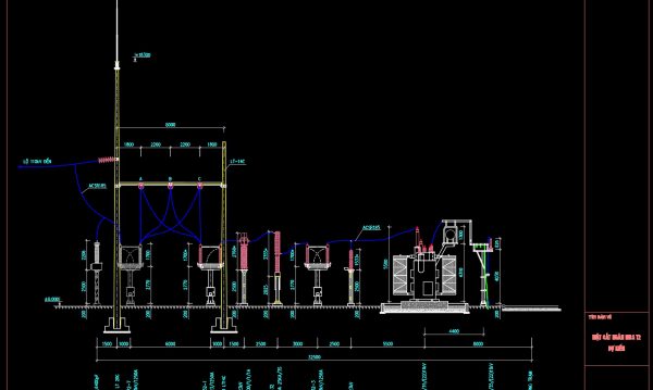 63. Free Download – 110kV Substation Equipment Arrangement Section CAD Drawing