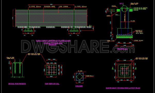 10 months ago
                

                
             842646. Chain Link Fence Elevation CAD Drawing – Free DWG Template