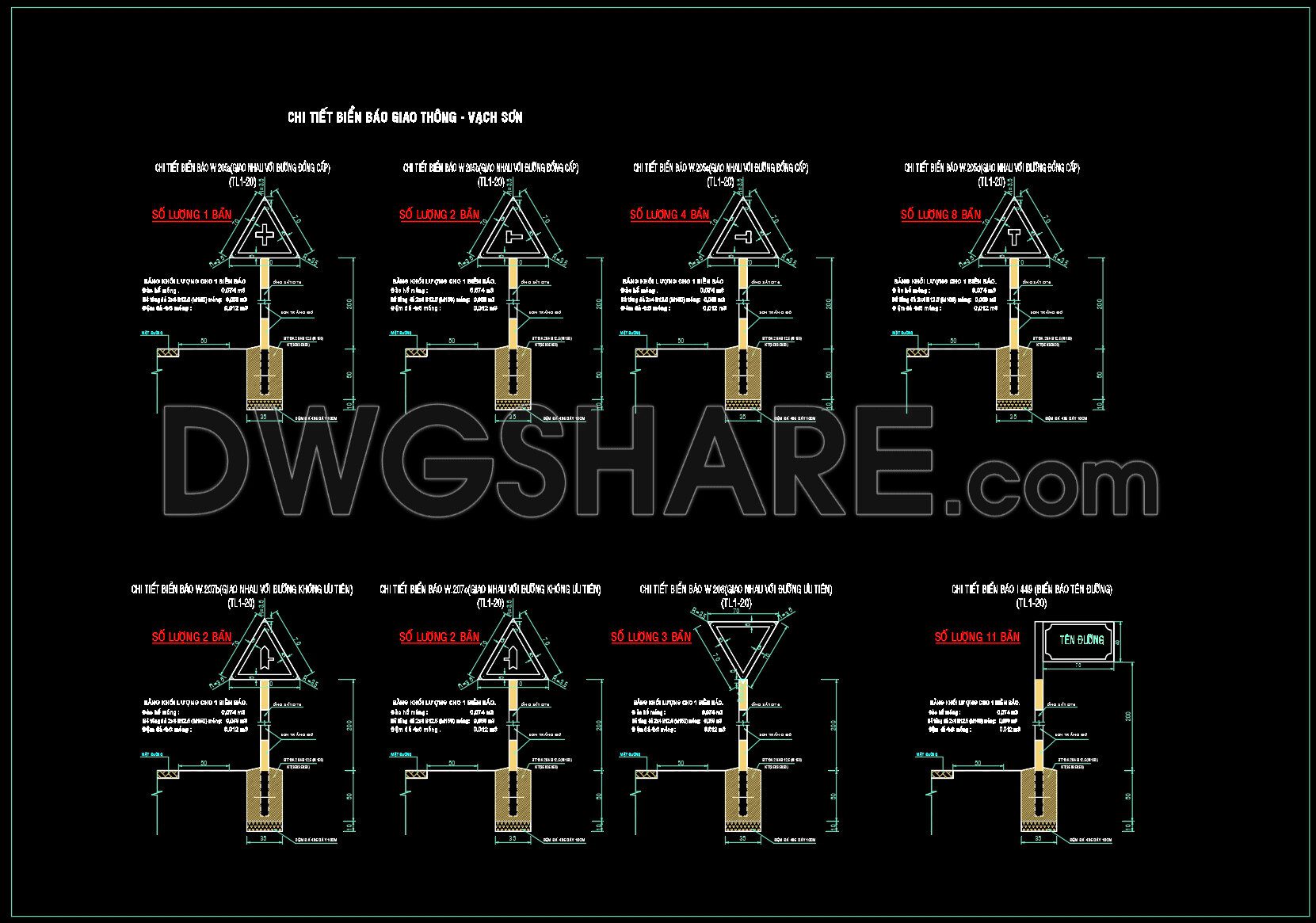 66. Free Download – CAD Drawings of Traffic Signs and Road Markings for At-Grade Intersections (1)
