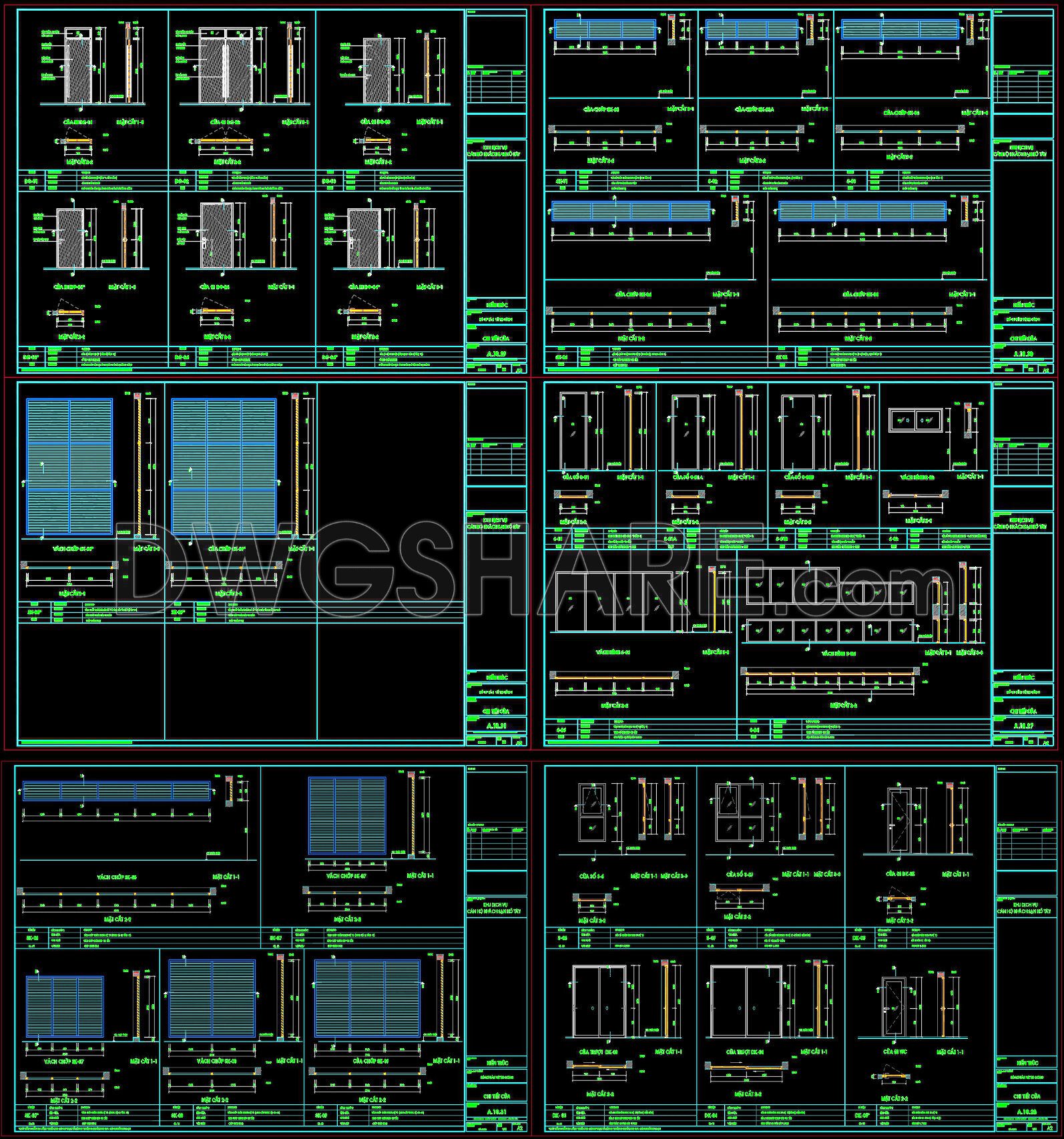 733. Download Free DWG CAD Details of Doors and Windows (1)
