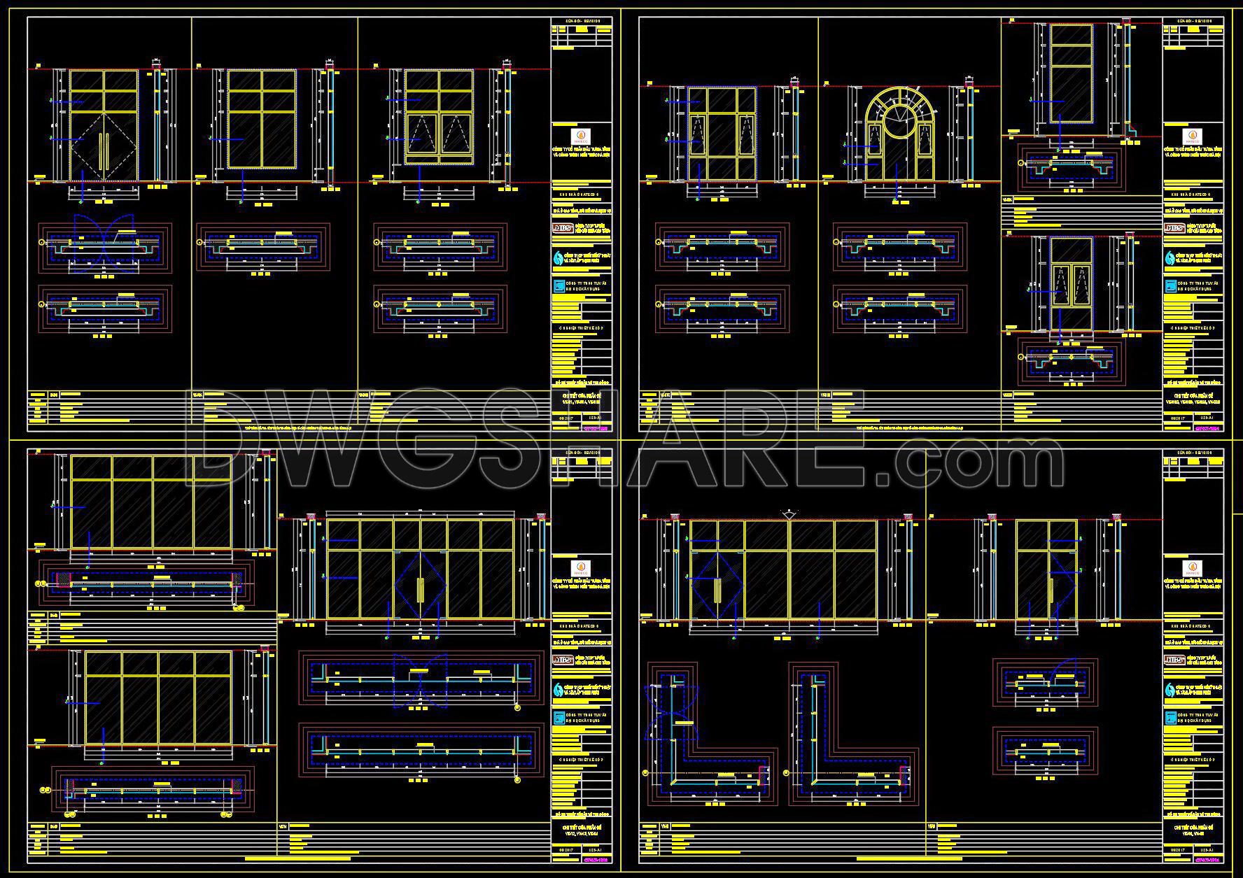 736. Get Free Detailed CAD Drawings of Doors and Windows for Download (1)