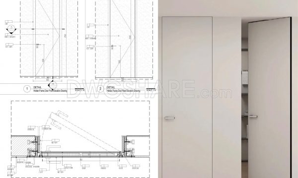 789. Hidden Frame Door Construction CAD Drawings
