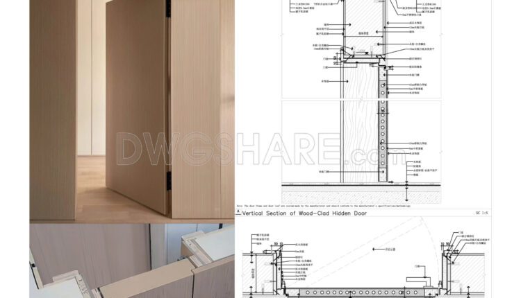 790. Free Download Wood-clad Hidden Door Cad Drawings – Full Construction Details & Section Plans