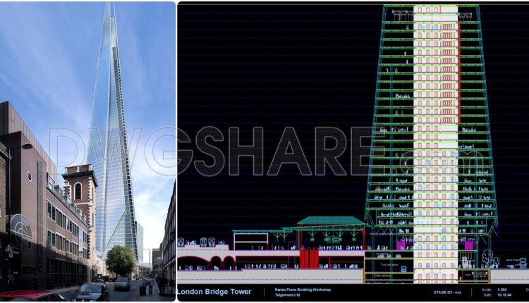 96. Free Download – Autocad Dwg Drawing Of The London Bridge Tower Designed By Renzo Piano (1)