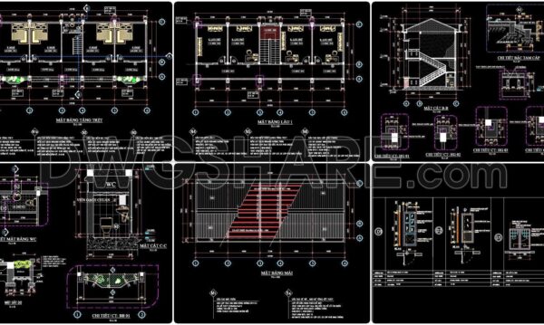 100. Download the design drawing of a 2‑story office building with an area of 250m2