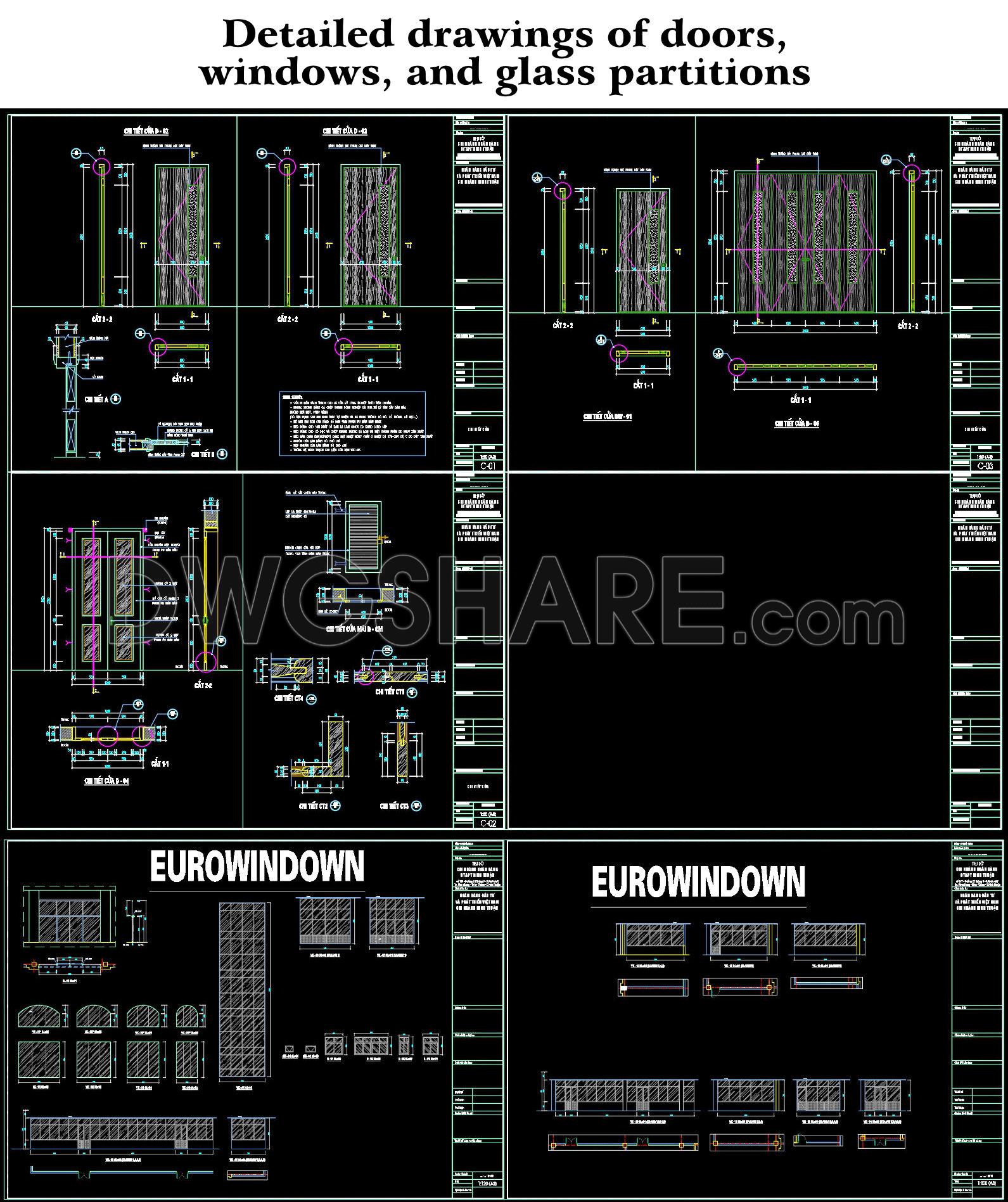 101. Detailed Drawings Of Doors, Windows, And Glass Partitions
