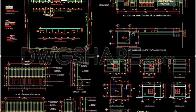 102. Detailed Drawings Of The Guardhouse, Gate, And Fence