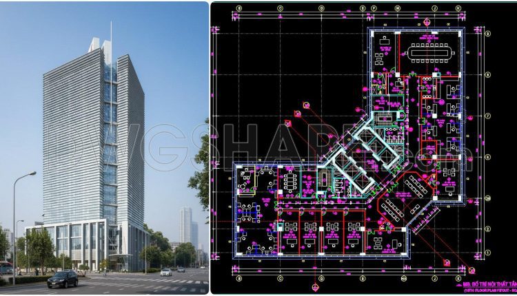 103. Free Download Cad Drawing Of An Office Floor Layout With A Total Area Of 3,500m2 2