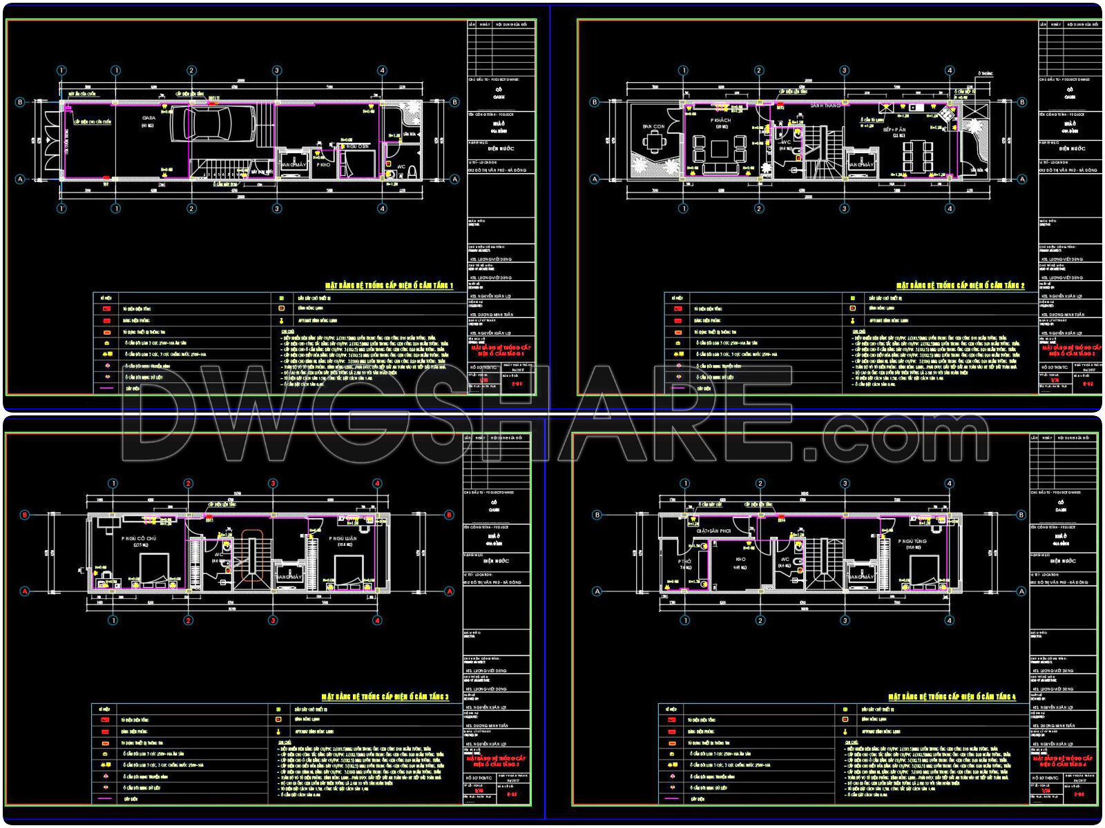 135. Free download electrical and internet cad drawings for 4-storey house (1)